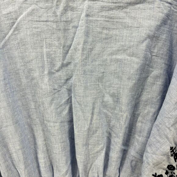 Gap Top women Medium Blue Puff Sleeves boat neck Floral embroidered Crop Blouse - Picture 13 of 14